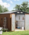 Heavy Duty Steel Garden Shed With Lockable Door And Clear Window, Rust Resistant Metal Tool Storage for Backyard Patio or Lawn