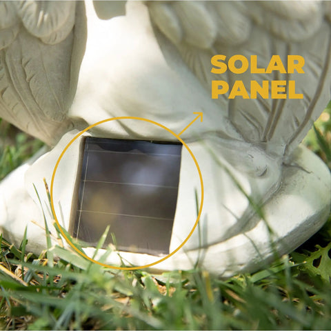 Close-up of solar panel on Watching Over Us Praying Angel Solar Garden Light LED Outdoor Decor for Home Patio and Yard