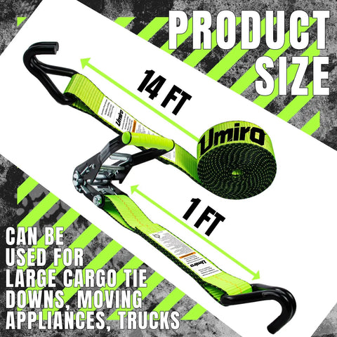 Killer Heavy Duty Ratchet Straps With J Hooks Two Inch By Fifteen Foot Ten Thousand Pound Breaking Strength Tie Down Cargo Straps For Truck Trailer Moving Fluorescent Green Four Pack