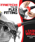 10 Foot Dust Collection Hose Kit With 8 Attachments For Most Power Tools And Shop Vacuums attached to saw, Sili Flex Fittings