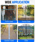 4 Pair Wall Mount Gate Hinges 1-3/8 Inch Heavy Duty Galvanized Steel for Chain Link Fences Outdoor Gates shown on various gates