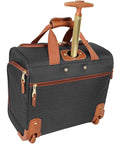 15 Inch Carry On Luggage For Women With Rolling Spinner Wheels Ultra Lightweight Weekender Bag That Fits Under The Seat For Airline Travel Ideal For Overnight Business Trips Black, showing a side view with ergonomic handle and spinner wheels.