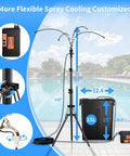 Outdoor Patio Mister System With Four-Gallon Water Bucket And Pump, Eight Spray Modes, Adjustable Height Up To Seven Feet by pool