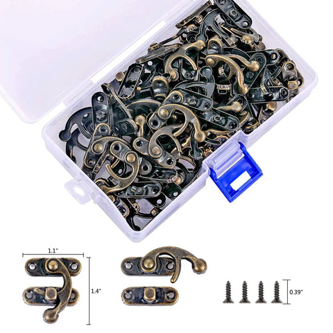 40 Pieces Jewelry Box Latch Hook Set In Bronze Iron With Antique Brass Coating That Resists Rust For Small Cabinets And Boxes Includes 160 Replacement Screws Right Latch Hasps Hasp Tiny Lock Clasp For Secure Jewelry Storage