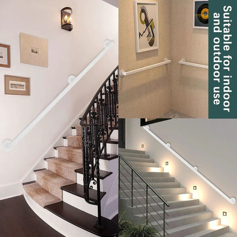 Upgraded Adjustable Iron Railing Kit For Serious Home Security Slick Design With No Sweat Installation Rock Solid Guardrail white railing on stairs.