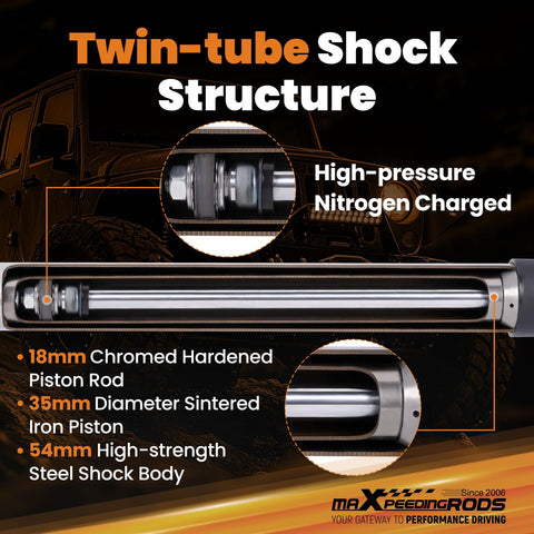 Twin-tube structure of 0-3 Inch Rear Shock Absorbers For Jeep Wrangler JK JKU 2007 2018 G1 showing piston details