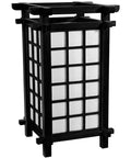 17 Inch Lantern Style Lamp With Washi Paper Shade In Black Finish, Kiln Dried Scandinavian Spruce Frame, UL Wiring And Socket
