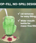 Cactus Top Fill Glass Hummingbird Feeder With Built In Bee Guards And Removable Perches 32 Ounce demonstrated with easy filling.