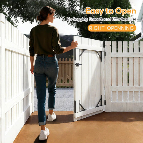 Heavy Duty Anti Sag Gate Kit With Right Opening Latch And Adjustable Brackets For Wooden Fence Or Patio Fits 24 To 60 Inches Wide Works With 2x4 Lumber No Wood Included