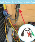Heavy-duty HVAC circuit breaker finder with AC gauges and cables, shown in use for testing electrical circuits.