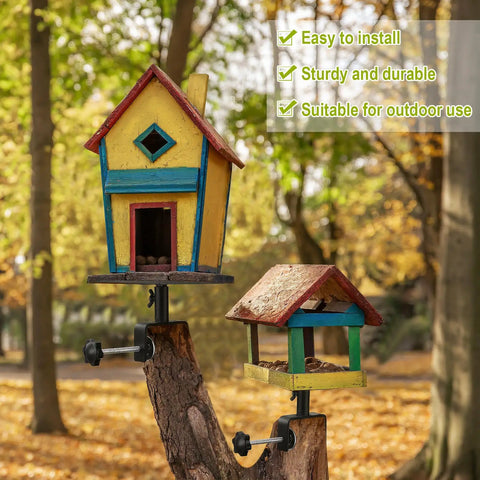 4 Pack Bird House Mounts For Fence And Deck All In One Kit, No Fuss Easy Install Adjustable Heavy Duty Clamp On Shelf Brackets With Screws, Bird Feeder Brackets For Garden Backyard Patio Tree Outdoor Decor