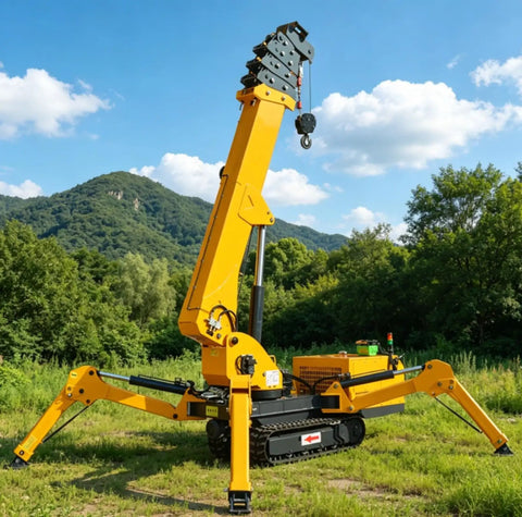 Heavy Duty Hydraulic Crawler Crane With 5 Ton Portable Electric Hoist And Guarded Platform Built Tough For Warehouse Steel Beams Easy Setup And Compact Job Site Daily Grind in outdoor setting.