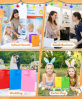 50 Pack Multicolor Party Favor Gift Bags 8x11 Inches With Handles Reusable Plastic Goodie Bags For Kids Events