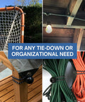 Beefy Heavy Duty Ball Bungee Cord 11 Inch With 1 Inch Nylon Ball securing nets, tarps, and cables in outdoor settings.