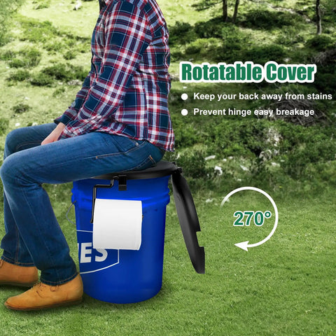 Zero Hassle Portable Toilet Seat Fits Standard 5 Gallon Buckets With Quick Snap Lid Cover Ultimate Road Trip Ready Setup For Weekend Camps Hiking Trails Or Emergency Prep Solid Adult Comfort Anywhere Black Edition