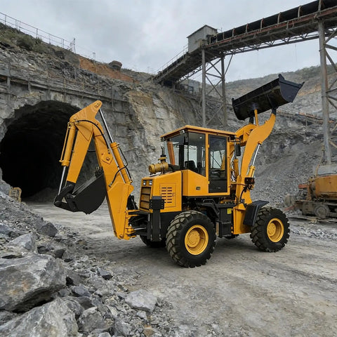 Compact Backhoe Loader For Farm And Construction Jobs With Hydraulic Front Bucket Mini Excavator in quarry site