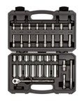 Three Eighths Inch Drive Six Point Socket And Ratchet Set, Thirty Four Piece With Deep And Shallow Sockets From One Quarter To One Inch, Pro Grade Quality For Home Mechanics And DIYers, Built Tough For Everyday Jobs, SKT15101 in Carrying Case