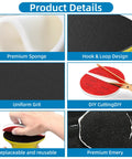 Features of 32-Piece 3-Inch Hook And Loop Sanding Sponge Discs Kit With 180 To 3000 Grit Wet Dry Pads and hand sanding block