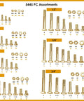 5,445 Piece Pro Grade Fine Thread Hardware Kit With Hex Cap Screws, Hex Nuts, Nylon Locknuts, Flat Washers And Lock Washers For Heavy Duty Projects And Auto Repair shown in size variety from 1/4” to 3/4”