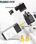 Exploded view of 2 Position 5 Way Solenoid Valve With Junction Box DC24V Pilot-Operated Single Coil Inlet Outlet And Exhaust One Eighth Inch NPT Ports Workhorse Industrial Grade 4V110-06 showing components.