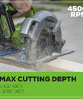 Brushless 7.25 Inch Cordless Circular Saw Kit Including 4Ah Usb Battery And Charger cutting wood at max depth of 2-1/2 inches