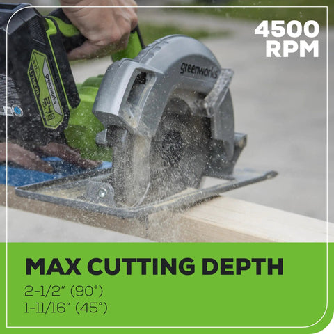 Brushless 7.25 Inch Cordless Circular Saw Kit Including 4Ah Usb Battery And Charger cutting wood at max depth of 2-1/2 inches