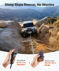 12,000 Pound Electric Winch For Trucks And Off Road Rigs With 0.36 Inch By 80 Foot Steel Rope, Wireless And Wired Remote Control, IP55 Waterproof, Ideal For SUV Jeep Trailer Boat Recovery on Jeep in steep rocky terrain
