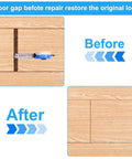 Before and after using Floor Gap Fixer Tool For Laminate And Floating Floors With Suction Cup And Mallet, Easy Gap Repair