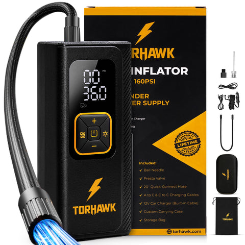 Dual Cylinder Tire Inflator Portable Air Compressor 160 PSI Beastly Fast Inflate For Cars Trucks SUVs Cordless 12V DC Battery Rechargeable