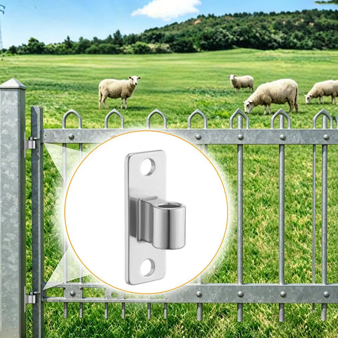 Heavy Duty Gate Hinge 4 Pack Wall Mount Female 304 Stainless Steel Built Like A Tank For Outdoor Barn Or Backyard Projects Super Solid Rust Proof 1764 Lb Capacity 3.9 Inch installed on a fence.