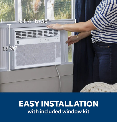 Hella Quiet Cooling For Medium Bedrooms Up To 350 Square Feet Eight Thousand Btu Smart Window Air Conditioner No Sweat Energy Efficient Setup WiFi Enabled Plays Nice With Alexa Or Google Home In Clean White