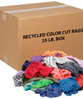 25 Pound Box Of Recycled Cut Rags, Assorted Colors, For Polishing, Finishing, Dusting And Cleaning Jobs, Made From Mixed Knits