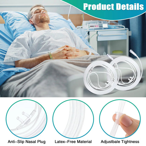 Anglechic 7ft adult nasal cannula tubing, clear latex-free with curved nose piece; 10-pack