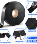 2 Rolls Asphalt Crack Filler Tape Peel And Stick Self Adhesive Driveway Repair Strip Waterproof showing roll, flexible cut, self-adhesive feature.