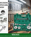 No Sweat Heavy Duty Ratchet Knockout Hole Punch Driver Kit 1 2 To 2 Inch Manual Knockout Tool With Six Precision Dies in green case.