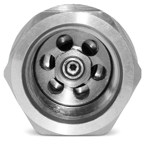 Front view of Summit Hydraulics 3/4-in SAE skid-steer quick-connect coupler face