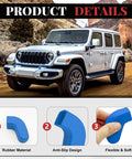 Blue Front Bumper Tow Hook Covers Kit, 2Pcs Rubber Sleeve Protector Trim For Jeep Wrangler JL JK 4Xe And Gladiator JT 2007-2025