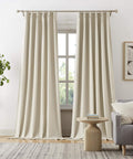 102 Inch Pinch Pleated Blackout Curtains Two Panels With Hooks for Track Sliding Doors No Fuss Easy Install for Patio and Sunroom 40x102 Natural Birch