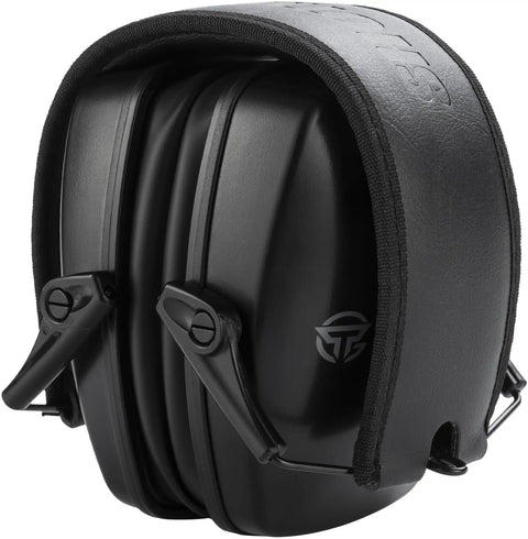 Front view of Shotmuffs A Lite Passive Shooting Ear Protection Earmuffs NRR 25 DB Ideal For Gun Ranges Comfortable Lightweight in black.