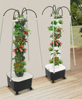 40 Pod Smart Indoor Hydroponic Garden Tower With Full Spectrum LED Grow Light and plants growing vertically