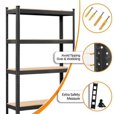 Rock Solid Heavy Duty Steel Storage Rack Two Pack Adjustable Five Tier Shelving Legit Garage Organizer Durable Construction For Basement Warehouse Shed Black Frame Scratch Resistant And No Sweat Setup