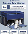 Ultimate Golf Trunk Organizer For Gear, Shoes And Accessories For Men And Golfers, showing vented blue bag with shoes inside