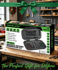 Hella Versatile 46 In 1 Magnetic Ratchet Screwdriver Kit Featuring KickAss Nut Drivers And Detachable Ergonomic Handle With Secure Storage Box displayed in a workshop.