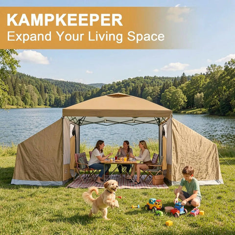 Two Person Canopy Side Tent For 10x10 Or 10x20 Gazebos With Mesh Window Easy Up Cube Tent For Camping by a lake