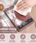 Digital Kitchen Scale for Pro Grade Precision in Cooking and Baking, Rose Gold Waterproof Stainless Steel, being wiped clean