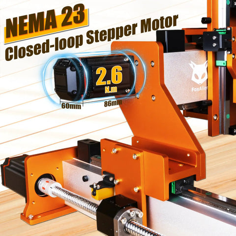 Big Benchtop CNC Router With 33x33 Inch Work Area And Four Point Seven Two Inch Pass Height NEMA 23 Closed Loop Steppers