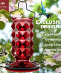 Outdoor Hummingbird Feeder With Perch And Five Flower Feeding Ports 25 Oz Glass Nectar Feeder Leak Proof Hanging Bird Feeder For Garden Backyard Decor Totally Great Gift For Women Moms Red