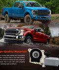 Direct Replacement Electric Side Step Motor Kit For Running Boards shown with blue and red trucks in off-road conditions
