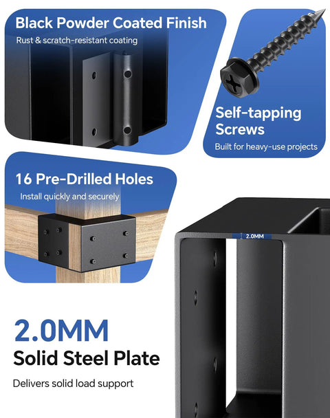 Heavy Duty Steel Workbench Bracket Kit Four Pack With 3 Way Right Angle Corner Brackets And Screws For DIYers And Pros Creating Custom Work Tables And Shelving For 2x4 Wood Actual 1.5 x 3.5 In