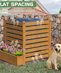 Outdoor Wood Privacy Fence Panels For Air Conditioner Trash Can And Pool Equipment Enclosures With Planter Box Yard Must Have Privacy Screen 3 Panels 36 Inches Wide By 45 Inches High Easy Install, slat spacing detail with dog.